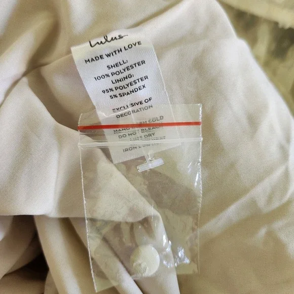 New Lulus Dress XL Swiss Dot Peasant Long Slv Cream Womens Casual Party … - Picture 13 of 15